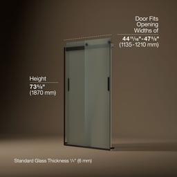 Kohler Levity Sliding shower door, 74'' H x 43-5/8 - 47-5/8'' W, with 1/4'' thick Frosted glass - Anodized Dark Bronze - image 3