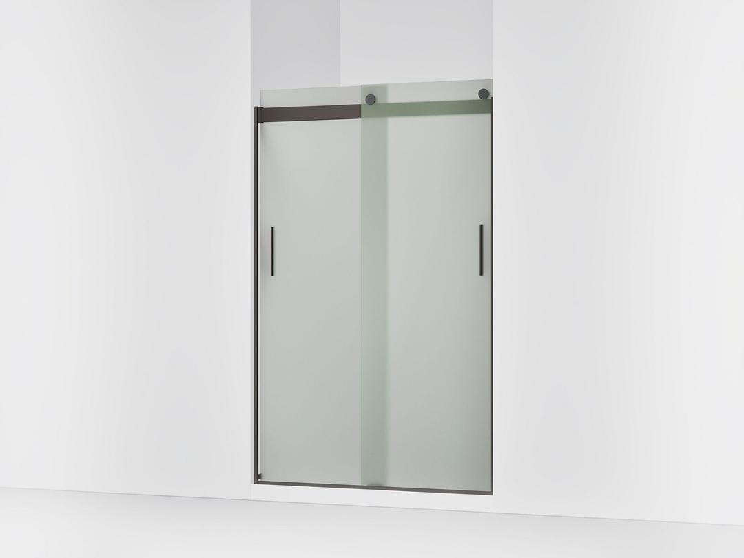 Kohler Levity Sliding shower door, 74'' H x 43-5/8 - 47-5/8'' W, with 1/4'' thick Frosted glass - Anodized Dark Bronze by Kohler