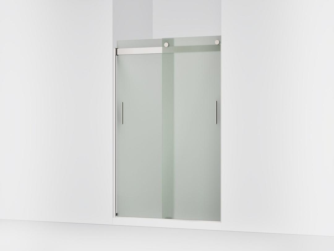 Kohler Levity Sliding shower door, 74'' H x 43-5/8 - 47-5/8'' W, with 1/4'' thick Frosted glass - Matte Nickel by Kohler