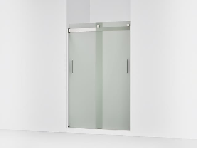 Kohler Levity Sliding shower door, 74'' H x 43-5/8 - 47-5/8'' W, with 1/4'' thick Frosted glass - Matte Nickel