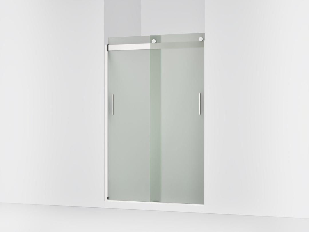 Kohler Levity Sliding shower door, 74'' H x 43-5/8 - 47-5/8'' W, with 1/4'' thick Frosted glass - Bright Silver by Kohler
