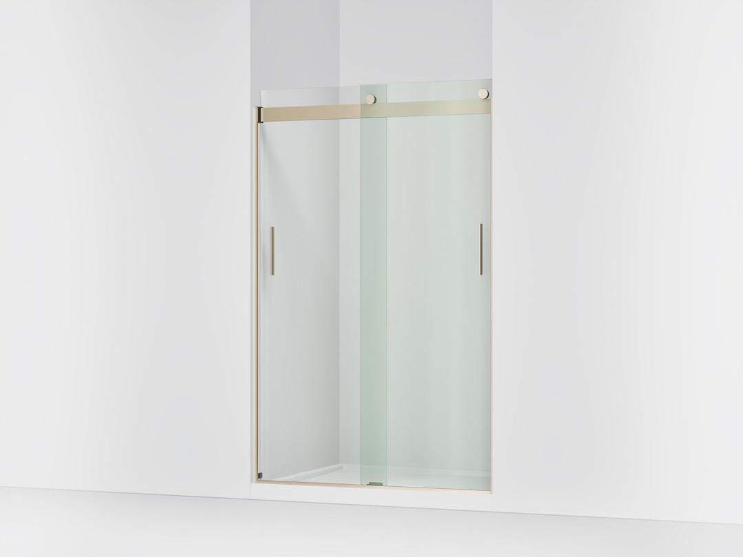 Kohler Levity Sliding shower door, 74'' H x 43-5/8 - 47-5/8'' W, with 1/4'' thick Crystal Clear glass - Anodized Brushed Bronze by Kohler