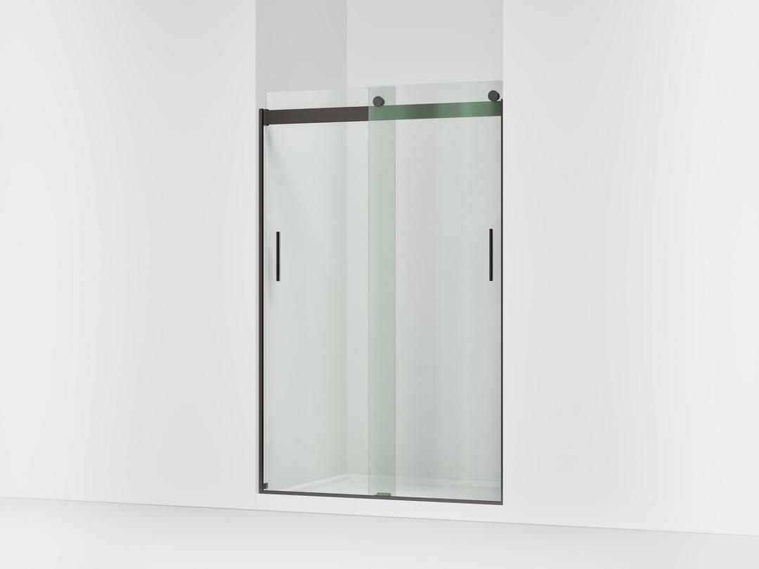 Kohler Levity Sliding shower door, 74'' H x 43-5/8 - 47-5/8'' W, with 1/4'' thick Crystal Clear glass - Anodized Dark Bronze by Kohler