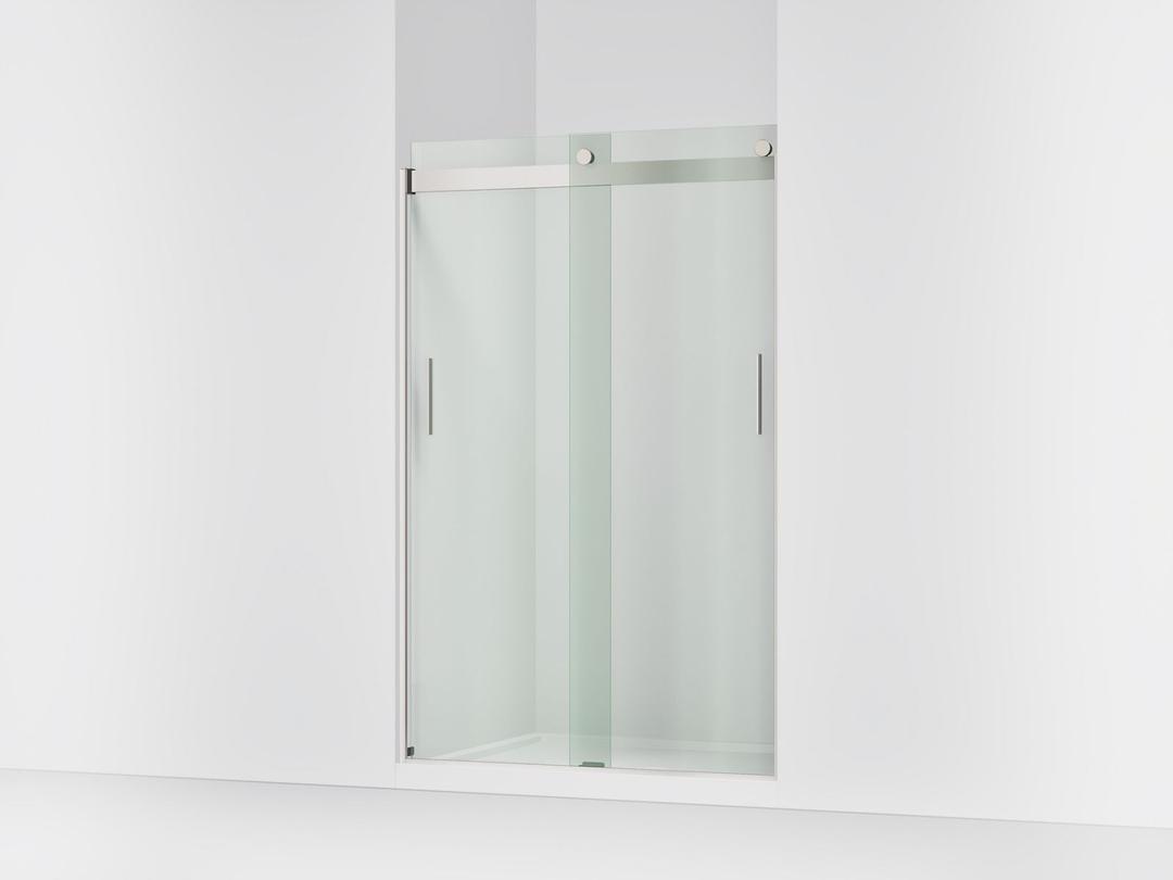 Kohler Levity Sliding shower door, 74'' H x 43-5/8 - 47-5/8'' W, with 1/4'' thick Crystal Clear glass - Matte Nickel by Kohler