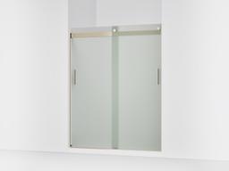 Kohler Levity Sliding shower door, 74'' H x 56-5/8 - 59-5/8'' W, with 1/4'' thick Frosted glass and blade handles - Anodized Brushed Bronze - image 1