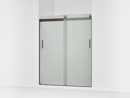 Kohler Levity Sliding shower door, 74'' H x 56-5/8 - 59-5/8'' W, with 1/4'' thick Frosted glass and blade handles - Anodized Dark Bronze - image 1