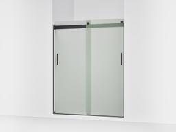 Kohler Levity Sliding shower door, 74'' H x 56-5/8 - 59-5/8'' W, with 1/4'' thick Frosted glass and blade handles - Matte Black - image 1