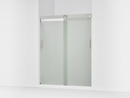 Kohler Levity Sliding shower door, 74'' H x 56-5/8 - 59-5/8'' W, with 1/4'' thick Frosted glass and blade handles - Bright Silver - image 1