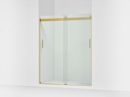 Kohler Levity Sliding shower door, 74'' H x 56-5/8 - 59-5/8'' W, with 1/4'' thick Crystal Clear glass - Vibrant Brushed Moderne Brass - image 1