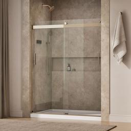 Kohler Levity Sliding shower door, 74'' H x 56-5/8 - 59-5/8'' W, with 1/4'' thick Crystal Clear glass - Anodized Brushed Bronze - image 2