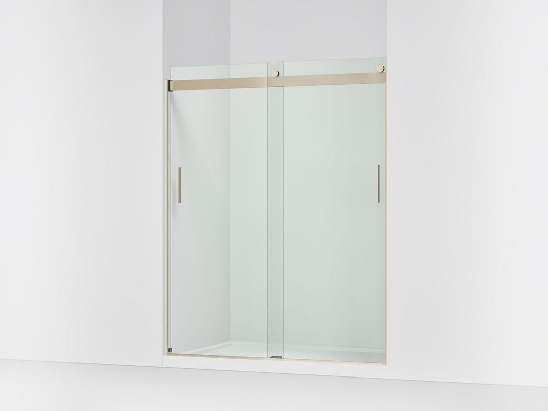 Kohler Levity Sliding shower door, 74'' H x 56-5/8 - 59-5/8'' W, with 1/4'' thick Crystal Clear glass - Anodized Brushed Bronze by Kohler