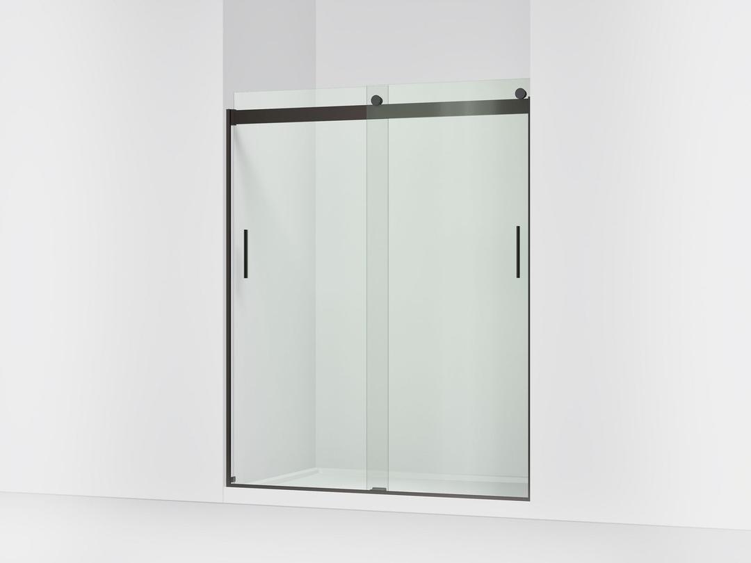 Kohler Levity Sliding shower door, 74'' H x 56-5/8 - 59-5/8'' W, with 1/4'' thick Crystal Clear glass - Anodized Dark Bronze by Kohler