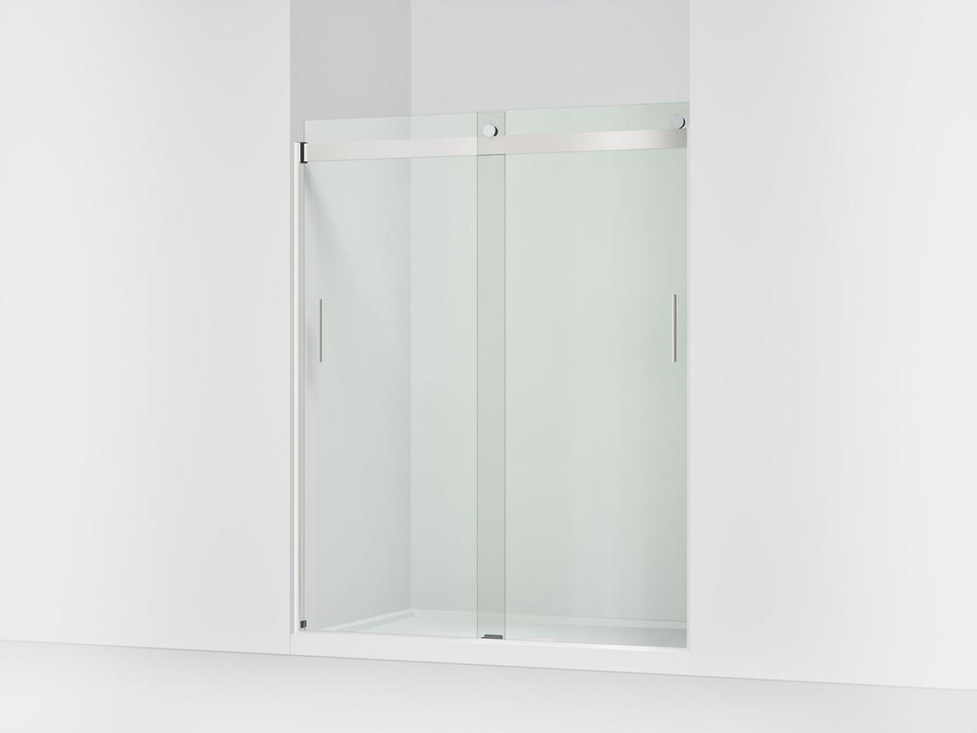 Kohler Levity Sliding shower door, 74'' H x 56-5/8 - 59-5/8'' W, with 1/4'' thick Crystal Clear glass - Bright Silver by Kohler