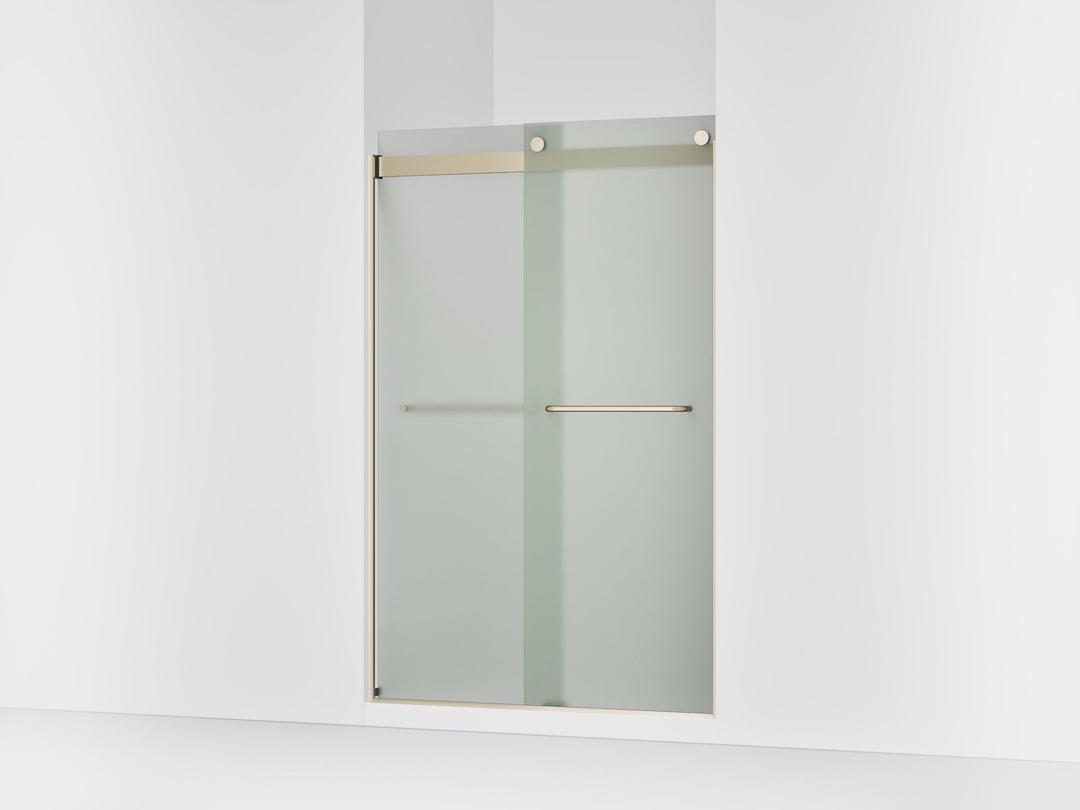 Kohler Levity Sliding shower door, 74'' H x 44-5/8 - 47-5/8'' W, with 1/4'' thick Frosted glass - Anodized Brushed Bronze by Kohler