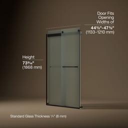 Kohler Levity Sliding shower door, 74'' H x 44-5/8 - 47-5/8'' W, with 1/4'' thick Frosted glass - Matte Black - image 3