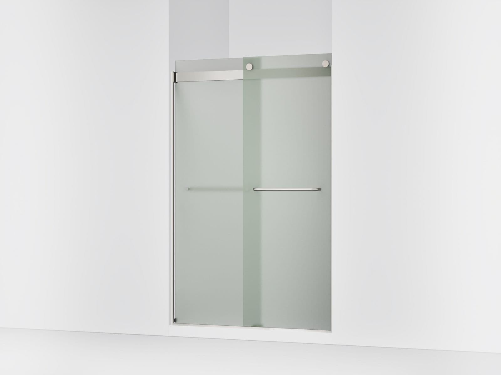 Kohler Levity Sliding shower door, 74'' H x 44-5/8 - 47-5/8'' W, with 1/4'' thick Frosted glass - Matte Nickel by Kohler