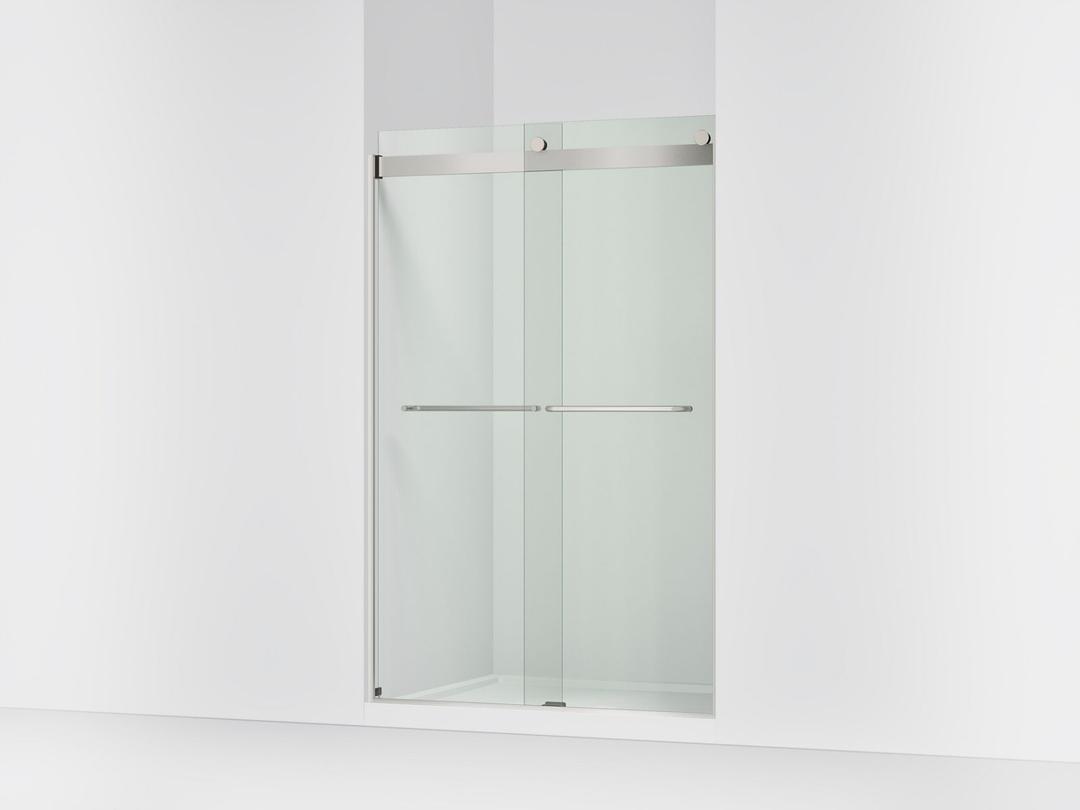 Kohler Levity Sliding shower door, 74'' H x 44-5/8 - 47-5/8'' W, with 1/4'' thick Crystal Clear glass - Matte Nickel by Kohler