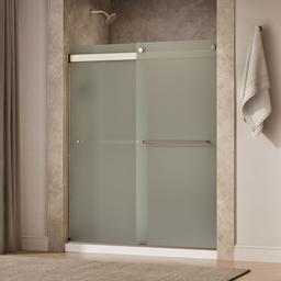 Kohler Levity Sliding shower door, 74'' H x 56-5/8 - 59-5/8'' W, with 1/4'' thick Frosted glass - Anodized Brushed Bronze - image 2