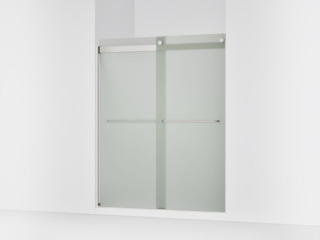 Kohler Levity Sliding shower door, 74'' H x 56-5/8 - 59-5/8'' W, with 1/4'' thick Frosted glass - Matte Nickel by Kohler