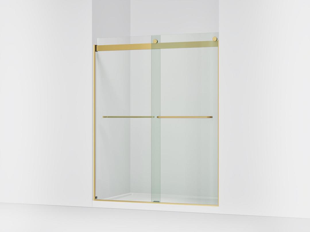 Kohler Levity 74'' H sliding shower door with 1/4''-thick glass - Vibrant Brushed Moderne Brass by Kohler