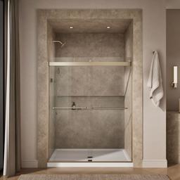 Kohler Levity 74'' H sliding shower door with 1/4''-thick glass - Anodized Brushed Bronze - image 4
