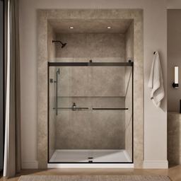 Kohler Levity 74'' H sliding shower door with 1/4''-thick glass - Anodized Dark Bronze - image 4