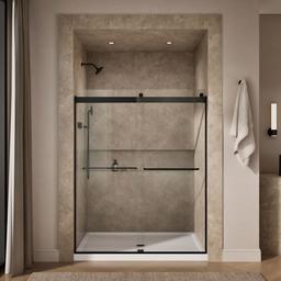 Kohler Levity 74'' H sliding shower door with 1/4''-thick glass - Matte Black - image 4