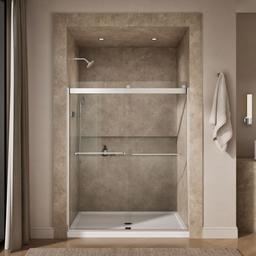Kohler Levity 74'' H sliding shower door with 1/4''-thick glass - Bright Silver - image 4