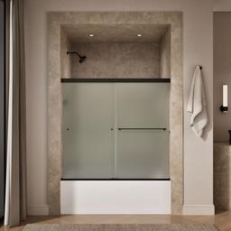 Kohler Revel Sliding bath door, 55-1/2'' H x 56-5/8 - 59-5/8'' W, with 1/4'' thick Frosted glass - Anodized Dark Bronze - image 4