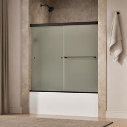 Kohler Revel Sliding bath door, 55-1/2'' H x 56-5/8 - 59-5/8'' W, with 1/4'' thick Frosted glass - Anodized Dark Bronze - image 2