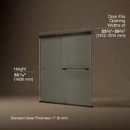Kohler Revel Sliding bath door, 55-1/2'' H x 56-5/8 - 59-5/8'' W, with 1/4'' thick Frosted glass - Anodized Dark Bronze - image 3
