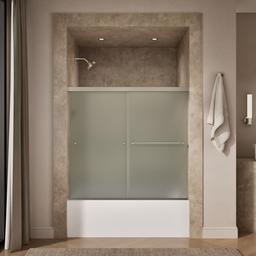 Kohler Revel Sliding bath door, 55-1/2'' H x 56-5/8 - 59-5/8'' W, with 1/4'' thick Frosted glass - Anodized Brushed Nickel - image 4