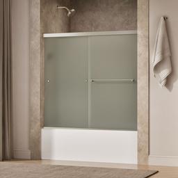 Kohler Revel Sliding bath door, 55-1/2'' H x 56-5/8 - 59-5/8'' W, with 1/4'' thick Frosted glass - Anodized Brushed Nickel - image 2