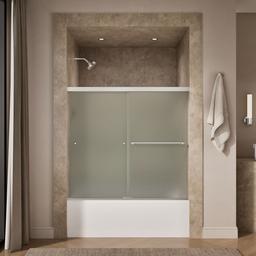 Kohler Revel Sliding bath door, 55-1/2'' H x 56-5/8 - 59-5/8'' W, with 1/4'' thick Frosted glass - Bright Polished Silver - image 4