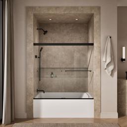 Kohler Revel Sliding bath door, 55-1/2'' H x 56-5/8 - 59-5/8'' W, with 1/4'' thick Crystal Clear glass - Anodized Dark Bronze - image 4
