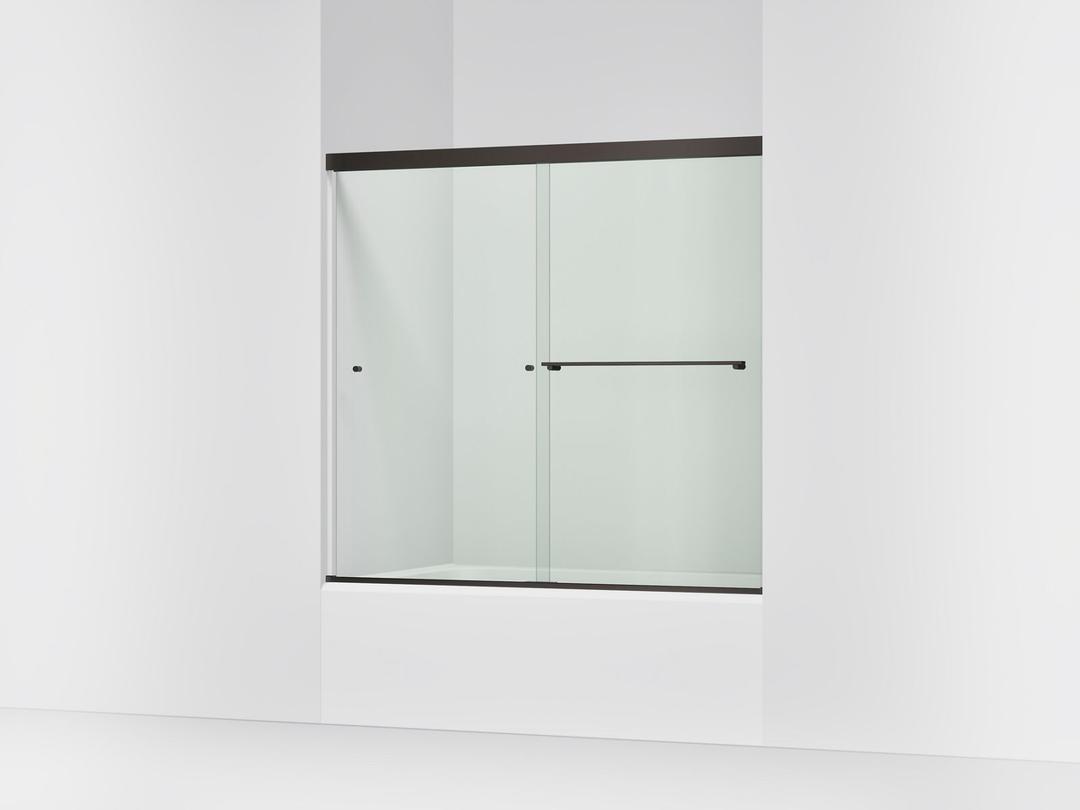 Kohler Revel Sliding bath door, 55-1/2'' H x 56-5/8 - 59-5/8'' W, with 1/4'' thick Crystal Clear glass - Anodized Dark Bronze by Kohler