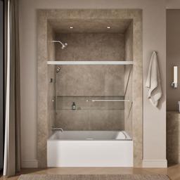 Kohler Revel Sliding bath door, 55-1/2'' H x 56-5/8 - 59-5/8'' W, with 1/4'' thick Crystal Clear glass - Bright Polished Silver - image 4