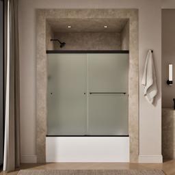 Revel Sliding bath door, 62'' H x 56-5/8 - 59-5/8'' W, with 5/16'' thick Frosted glass - image 4
