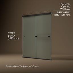 Revel Sliding bath door, 62'' H x 56-5/8 - 59-5/8'' W, with 5/16'' thick Frosted glass - image 3