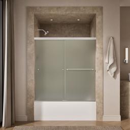 Revel Sliding bath door, 62'' H x 56-5/8 - 59-5/8'' W, with 5/16'' thick Frosted glass - image 4