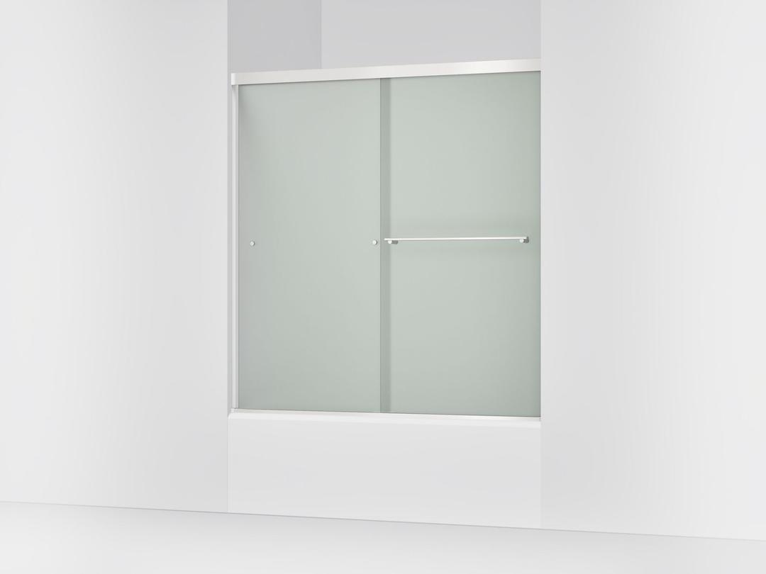 Revel Sliding bath door, 62'' H x 56-5/8 - 59-5/8'' W, with 5/16'' thick Frosted glass by Kohler