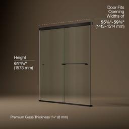 Kohler Revel 62'' H sliding bath door with 5/16''-thick glass - Anodized Dark Bronze - image 3
