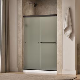 Kohler Revel Sliding shower door, 70'' H x 44-5/8 - 47-5/8'' W, with 1/4'' thick Frosted glass - Anodized Dark Bronze - image 2