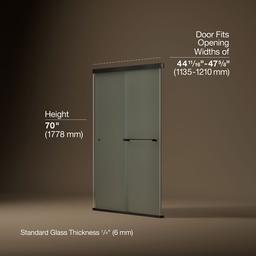 Kohler Revel Sliding shower door, 70'' H x 44-5/8 - 47-5/8'' W, with 1/4'' thick Frosted glass - Anodized Dark Bronze - image 3