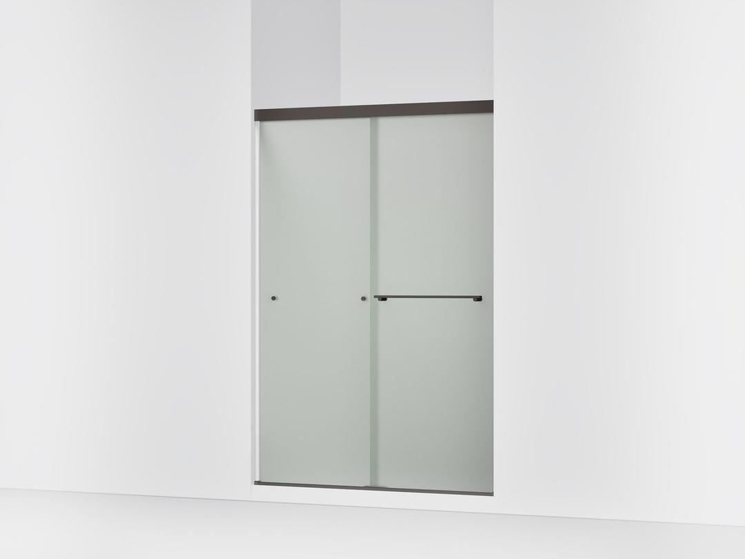 Kohler Revel Sliding shower door, 70'' H x 44-5/8 - 47-5/8'' W, with 1/4'' thick Frosted glass - Anodized Dark Bronze by Kohler