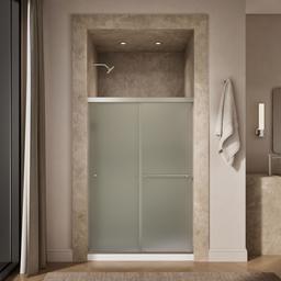 Kohler Revel Sliding shower door, 70'' H x 44-5/8 - 47-5/8'' W, with 1/4'' thick Frosted glass - Anodized Brushed Nickel - image 4
