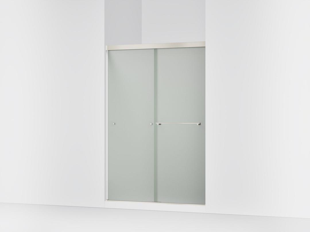 Kohler Revel Sliding shower door, 70'' H x 44-5/8 - 47-5/8'' W, with 1/4'' thick Frosted glass - Anodized Brushed Nickel by Kohler