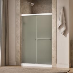 Kohler Revel Sliding shower door, 70'' H x 44-5/8 - 47-5/8'' W, with 1/4'' thick Frosted glass - Bright Polished Silver - image 2