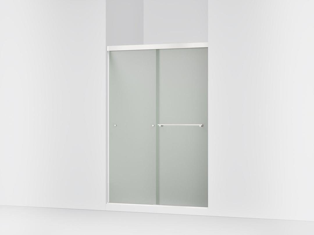 Kohler Revel Sliding shower door, 70'' H x 44-5/8 - 47-5/8'' W, with 1/4'' thick Frosted glass - Bright Polished Silver by Kohler