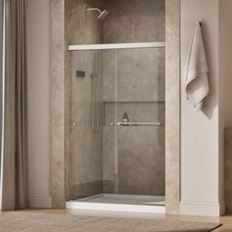 Kohler Revel Sliding shower door, 70'' H x 44-5/8 - 47-5/8'' W, with 1/4'' thick Crystal Clear glass - Anodized Brushed Nickel - image 2